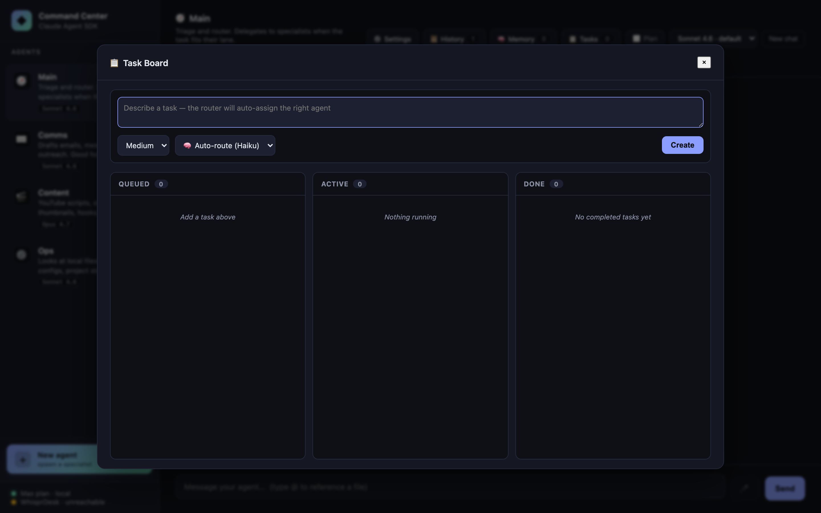 Task board — empty