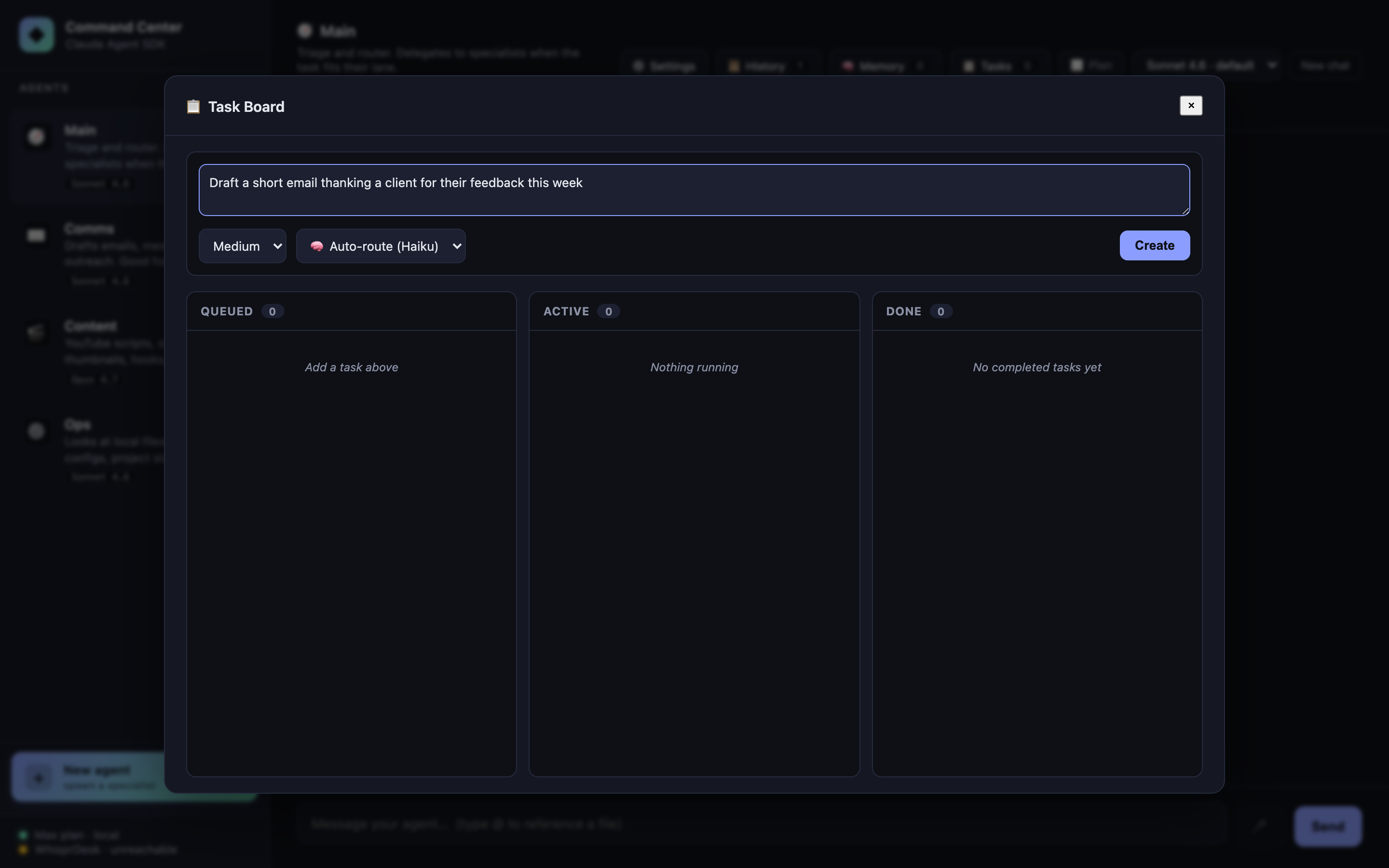 Task board — auto-routing