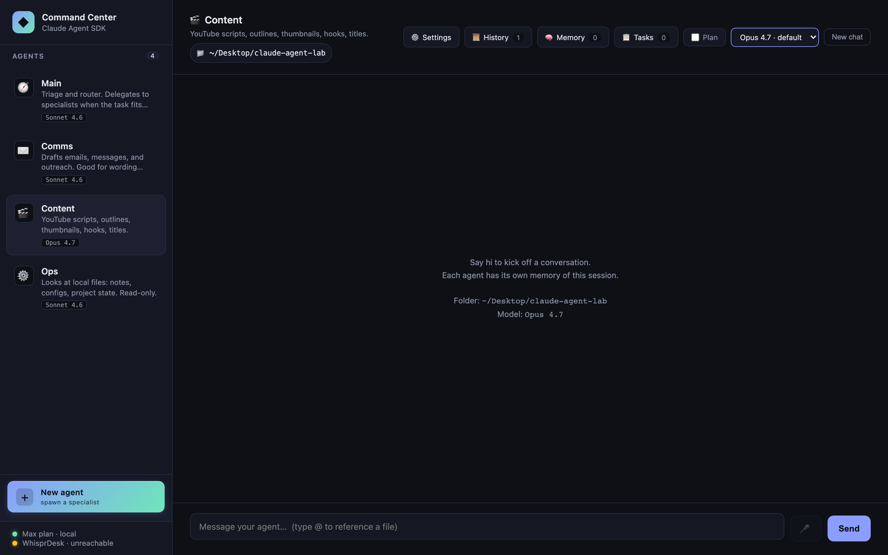 Model selector per agent